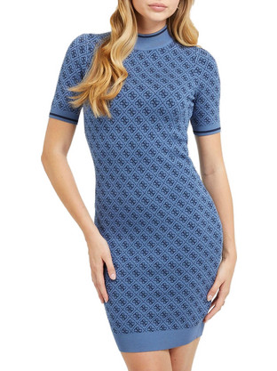 Guess Lise Mini Καθημερινό Φόρεμα Πλεκτό Μπλε W3YK39Z37K0-F33B