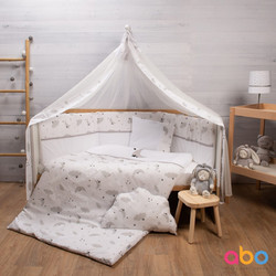 Abo Moon Σετ Κούνιας 70x140cm White/Grey 9τμχ