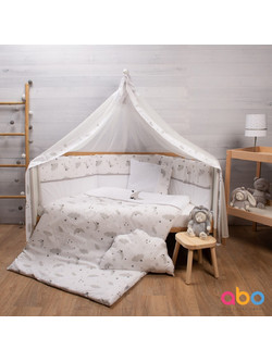 Abo Moon Σετ Κούνιας 70x140cm White/Grey 9τμχ