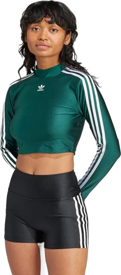 ◆adidas◆ 3S Crop Long Sleeve Tee Green IR8136 CLOTHING - 3-Stripes Cropped Long Sleeve Tee - Green