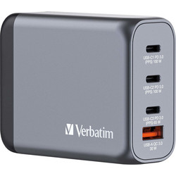 Verbatim GNC-100 Φορτιστής Χωρίς Καλώδιο με Θύρα USB-A & 3 Θύρες USB-C 100W Power Delivery & Quick Charge 3.0 Grey