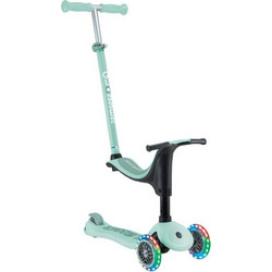 Globber Go Up Sporty Lights Αναδιπλούμενο Παιδικό Πατίνι Τρίτροχο με Κάθισμα & Φωτάκια Πράσινο Mint