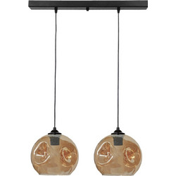 Heronia Lighting Κρεμαστό Φωτιστικό Οροφής Ράγα Δίφωτο E27 Χρυσό Φ20cm 02-0396