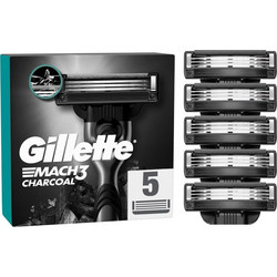 Gillette Mach3 Charcoal Ανταλλακτικά Ξυραφάκια με 3 Λεπίδες & Λιπαντική Ταινία 5τμχ