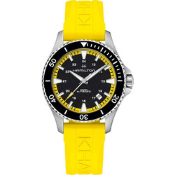 Hamilton Khaki Navy Ανδρικό Ρολόι Αυτόματο με Κίτρινο Καουτσούκ Λουράκι H82395332