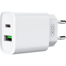 XO CE02A Φορτιστής χωρίς Καλώδιο με Θύρα USB-A & Θύρα USB-C 18W Quick Charge 3.0 White