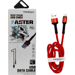 Treqa CA-8552 Braided USB-A to Lightning Cable 1m Red 841268887067900