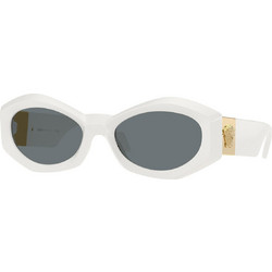 Versace VE4466U 546280 Γυναικεία Γυαλιά Ηλίου Πολυγωνικά Κοκάλινα Λευκά με Μαύρο Polarized Φακό