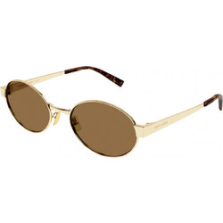 Saint Laurent SL692 004 Ανδρικά Γυαλιά Ηλίου Οβάλ Μεταλλικά Χρυσά με Καφέ Φακό