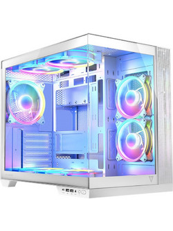 Modecom Volcano Panorama Apex 7F White Gaming Midi Tower Κουτί Υπολογιστή RGB με Πλαϊνό Παράθυρο