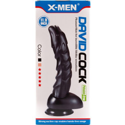 X-Men 11.9" David Cock Ρεαλιστικό Dildo με Βεντούζα & Όρχεις 30.2cm Μαύρο