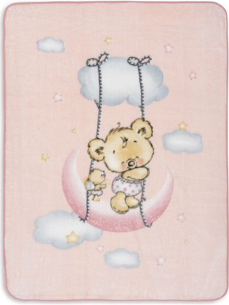 Interbaby Raschel Oso Nube Κουβέρτα Κούνιας Βελουτέ 110x140 Ροζ