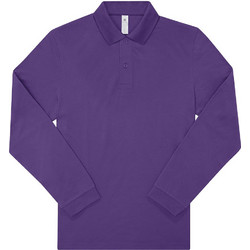 B&C Collection Ανδρική Μπλούζα Polo Μακρυμάνικη Μωβ PU425