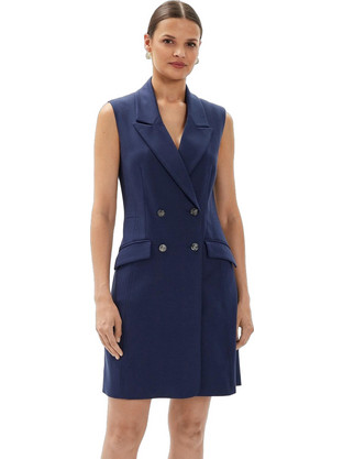 Guess Donatella Mini Βραδινό Φόρεμα Κρουαζέ Navy Μπλε W4YK25KBJP2-G7JX