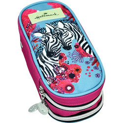 Hallmark Love Zebra Κασετίνα με 2 Θήκες Φούξια Γαλάζια 333-34141