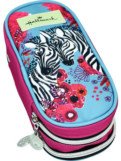 Hallmark Love Zebra Κασετίνα με 2 Θήκες Φούξια Γαλάζια 333-34141