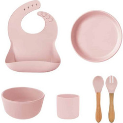 Minikoioi BLW III Βρεφικό Σετ Φαγητού Σιλικόνης & Bamboo Pink 6τμχ