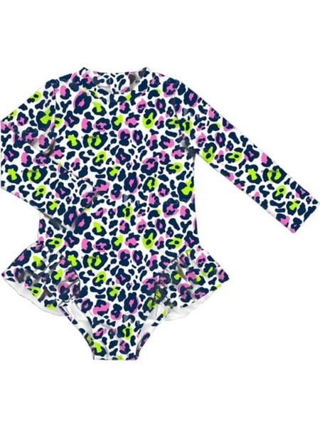 Baby Llama Vintage Leopard Βρεφικό Μαγιό Ολόσωμο Λευκό