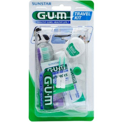 Gum 156 Travel Kit Οδοντόβουρτσα Μωβ + Οδοντόκρεμα 12.5ml + Οδοντικό Νήμα 10m + Μεσοδόντια Βουρτσάκια 2τμχ