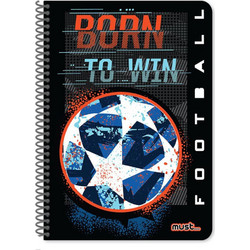 Must Football Born To Win Σπιράλ Τετράδιο Ριγέ B5 120 Φύλλων 4 Θεμάτων Μαύρο 000584849