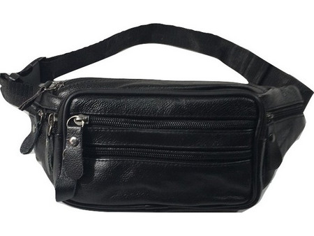 DomLeathers Ανδρικό Τσαντάκι Μέσης Δερμάτινο Μαύρο DB102