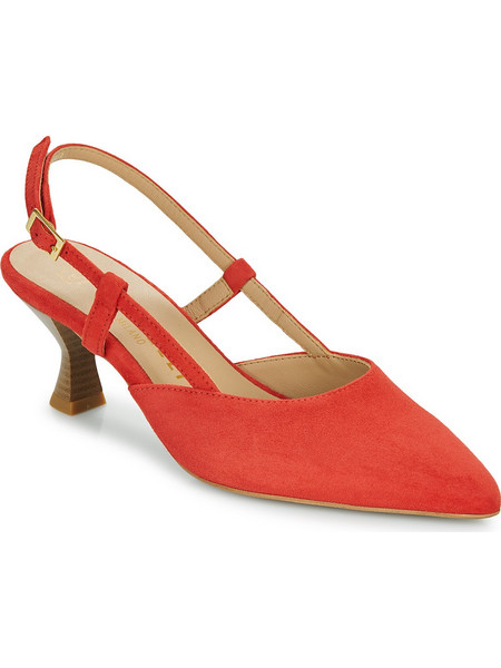 Fericelli MARTY Γόβες Suede με Λεπτό Χαμηλό Τακούνι & Λουράκι Κόκκινες ST-0055