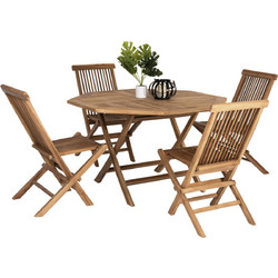 HomeMarkt Kendall Σετ Τραπεζαρία Κήπου Μασίφ Ξύλο 5τμχ Καφέ HM11950