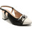 Wonders Γόβες Slingback Δερμάτινες με Χοντρό Χαμηλό Τακούνι Μαύρες Εκρού I-9002