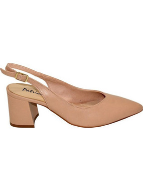 Patricia Miller Γόβες Slingback Δερμάτινες με Χοντρό Χαμηλό Τακούνι Nude 5532F