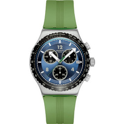Swatch New Irony Ανδρικό Ρολόι Χρονογράφος με Πράσινο Καουτσούκ Λουράκι YVS531