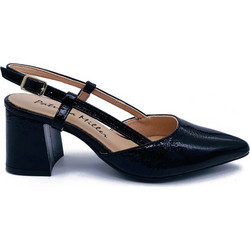 Patricia Miller Charol Γόβες Slingback Λουστρίνι με Χοντρό Χαμηλό Τακούνι Μαύρες 6296F