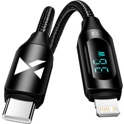 Wozinsky WUCLC1 Braided LED USB-C to Lightning Cable 36W 1m Black 5907769308475