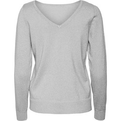 Vero Moda Γυναικεία Πλεκτή Μπλούζα με V Λαιμόκοψη Γκρι 10317960