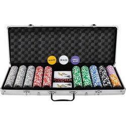 Malatec Σετ 500 Αριθμημένες Μάρκες Poker σε Βαλίτσα με 2 Τράπουλες & Τσόχα AT23529