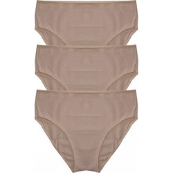 Helios Βαμβακερά Γυναικεία Slip Μπεζ 3Pack 83721