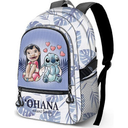 Karactermania Disney Stitch Couple Σχολική Τσάντα Πλάτης Δημοτικού Γκρι 083002