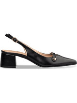 Envie Shoes Γόβες Slingback Δερμάτινες με Χοντρό Χαμηλό Τακούνι Μαύρες E02-21741-34