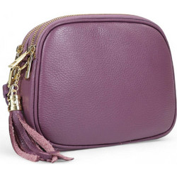 Passaggio Leather Γυναικείο Τσαντάκι Χιαστί Δερμάτινο Μωβ με Στενό Λουρί 6039-KR-83
