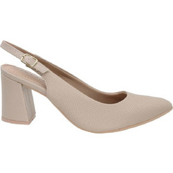 Piccadilly Ανατομικές Γόβες Slingback Δερμάτινες με Χοντρό Ψηλό Τακούνι Μπεζ 745145-31