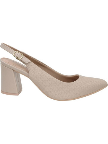 Piccadilly Ανατομικές Γόβες Slingback Δερμάτινες με Χοντρό Ψηλό Τακούνι Μπεζ 745145-31