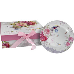 Fylliana Floral Σετ Πιάτα Πάστας Κεραμικά Λευκά Ροζ 6τμχ 374-224-302