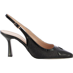 Fratelli Petridi Γόβες Slingback Δερμάτινες με Λεπτό Ψηλό Τακούνι Μαύρες 100900000852