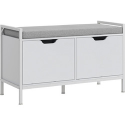 HOMCOM Παπουτσοθήκη Σκαμπό Ξύλινη Λευκή M84xΠ35xY50cm 837-500V80WT