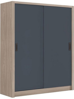 PoliHome Δίφυλλη Ντουλάπα Ρούχων Συρόμενη Vanity Γκρι 160x60x200cm Ε7355,1