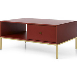 LH-homefurniture Mono Τραπεζάκι Σαλονιού Μπορντό με Μεταλλική Βάση Χρυσή Μ103.5xΠ46.2xΥ68cm