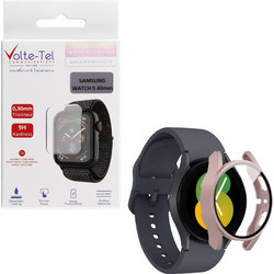 Volte-Tel Πλαστική Θήκη Tempered Glass για Samsung Galaxy Watch 5 40mm Ροζ Χρυσή