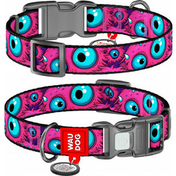 Waudog Monster Eye Κολάρο Σκύλου Φούξια Γαλάζιο 1.5x25-35cm