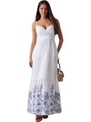 Guess Maxi Καλοκαιρινό Βραδινό Φόρεμα Κρουαζέ Λευκό W5GK26WH580-G011