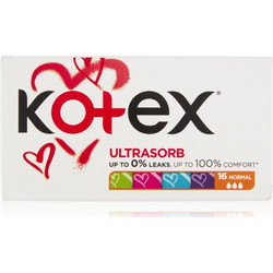 Kotex UltraSorb Normal Ταμπόν για Κανονική Ροή 3 Σταγόνες 16τμχ