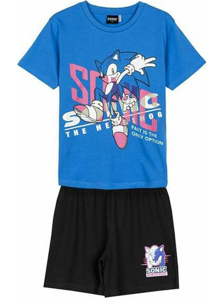 Cerda Sonic Παιδική Πιτζάμα Βαμβακερή Καλοκαιρινή Royal Blue Μαύρη 2900002138